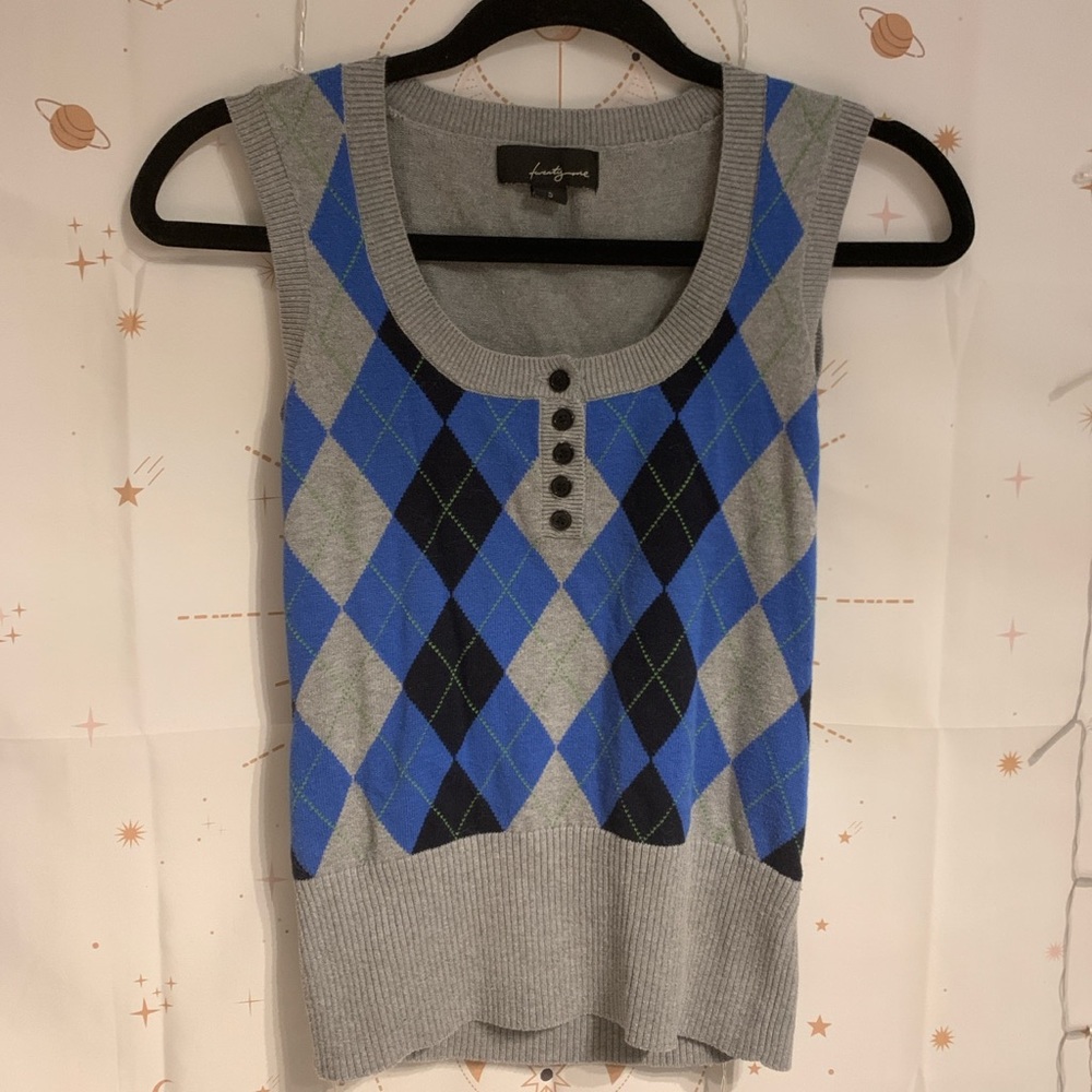 Super cute vintage argyle vest top🖤